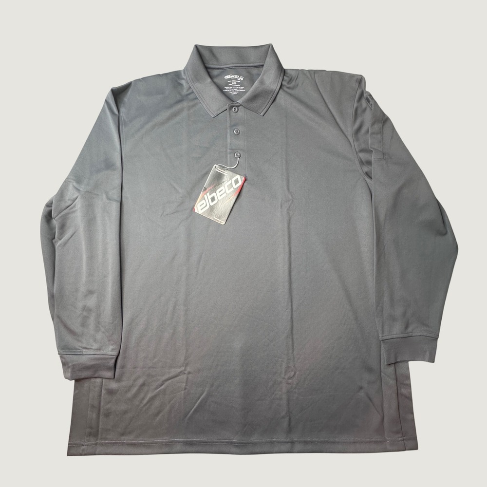 Elbeco Polo Shirt Mens 2XL K5148 Ufx Tactical Gray Long Sleeve Performance NEW